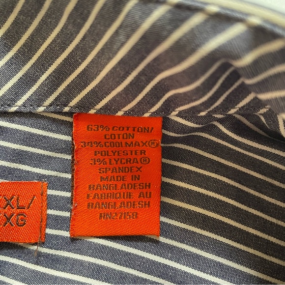 XXL Men Dress Shirt Long Sleeves Quick Dry All Day CoolMax Poplin Striped - Picture 5 of 9